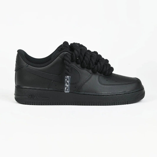 Nike Air Force 1 Black Rope Laces Corda Custom Black