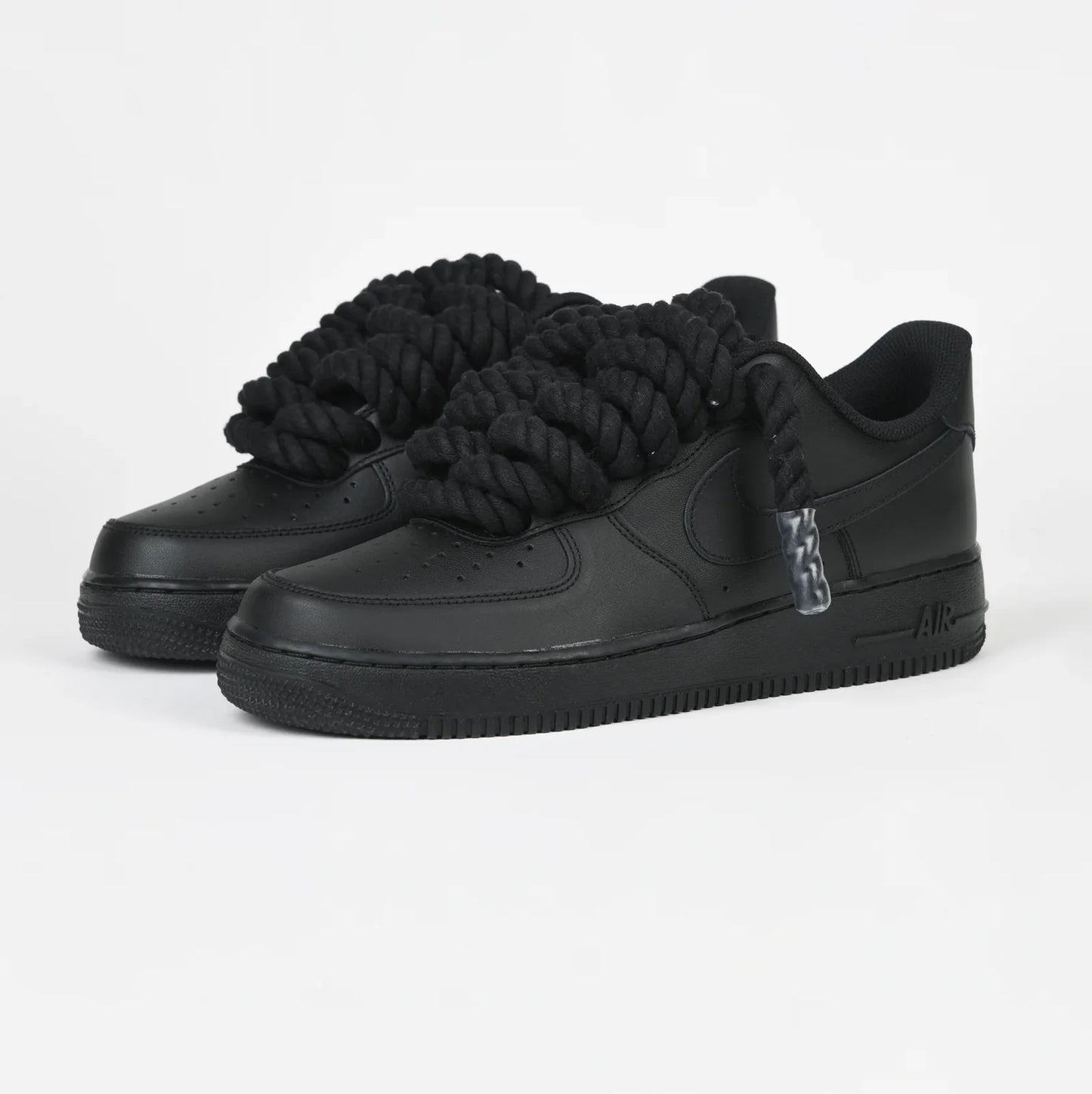Nike Air Force 1 Black Rope Laces Corda Custom Black
